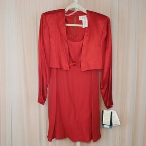 Vintage 90s J. R. Nites by Caliendo Womens Red Mini Dress with Bows size 8